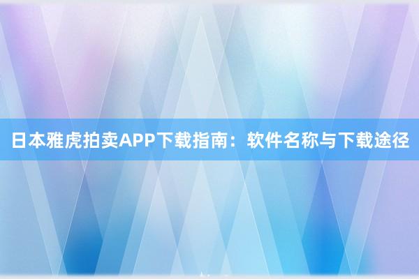 日本雅虎拍卖APP下载指南：软件名称与下载途径
