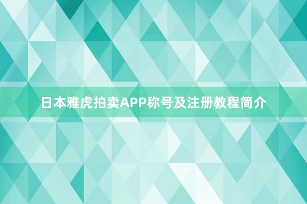 日本雅虎拍卖APP称号及注册教程简介